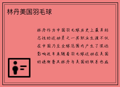 林丹美国羽毛球